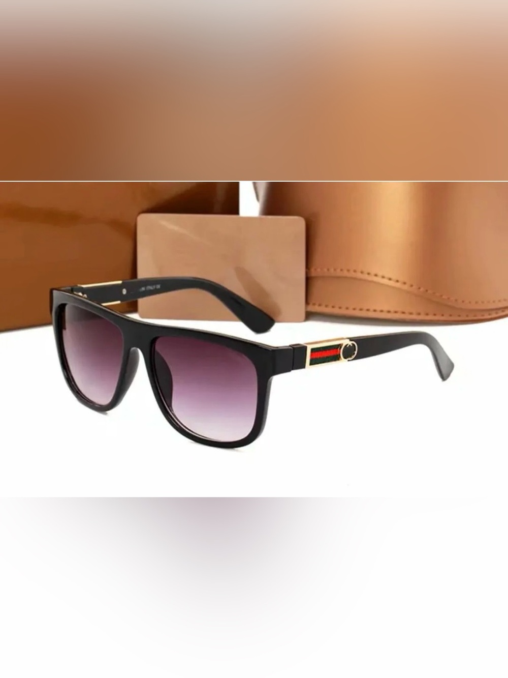 Gucci Women's Black Sunglasses with Brown Gradient Lenses